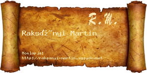 Raksányi Martin névjegykártya