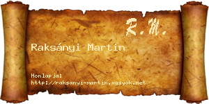 Raksányi Martin névjegykártya